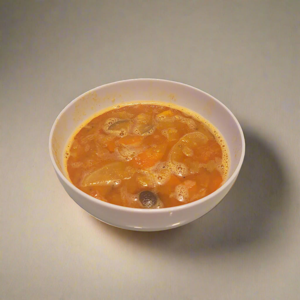 Sambar in white bowl